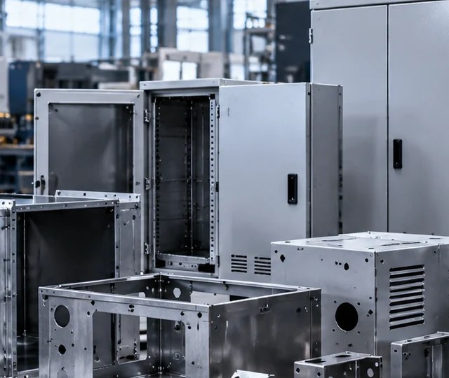 AI illustration of metal enclosures and cabinets