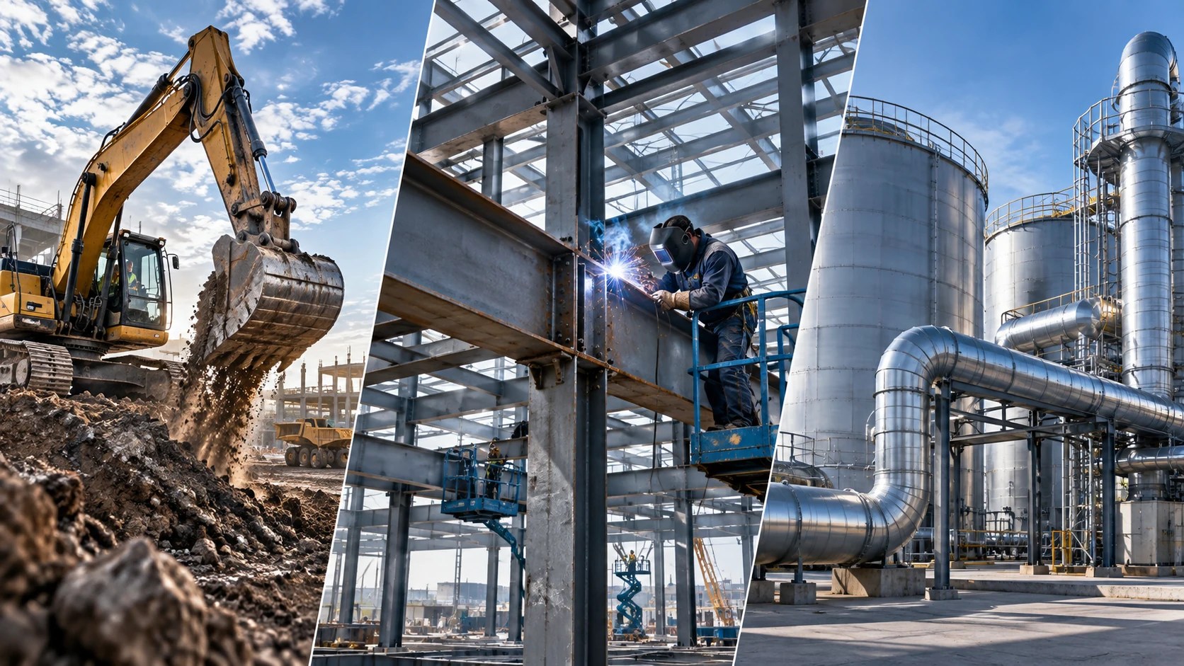 AI illustration of construction, structural and storage applications