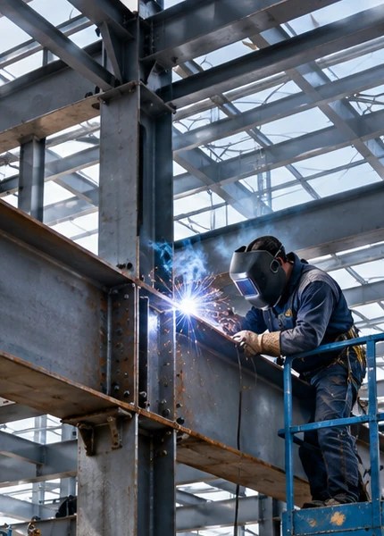 AI-generated structural steel application illustration