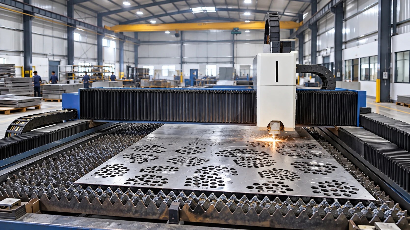 AI-generated illustration of sheet metal laser cutting