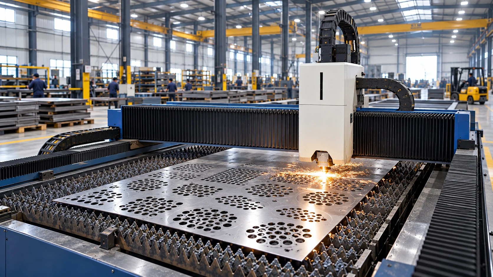 AI illustration of laser cutting a patterned metal sheet